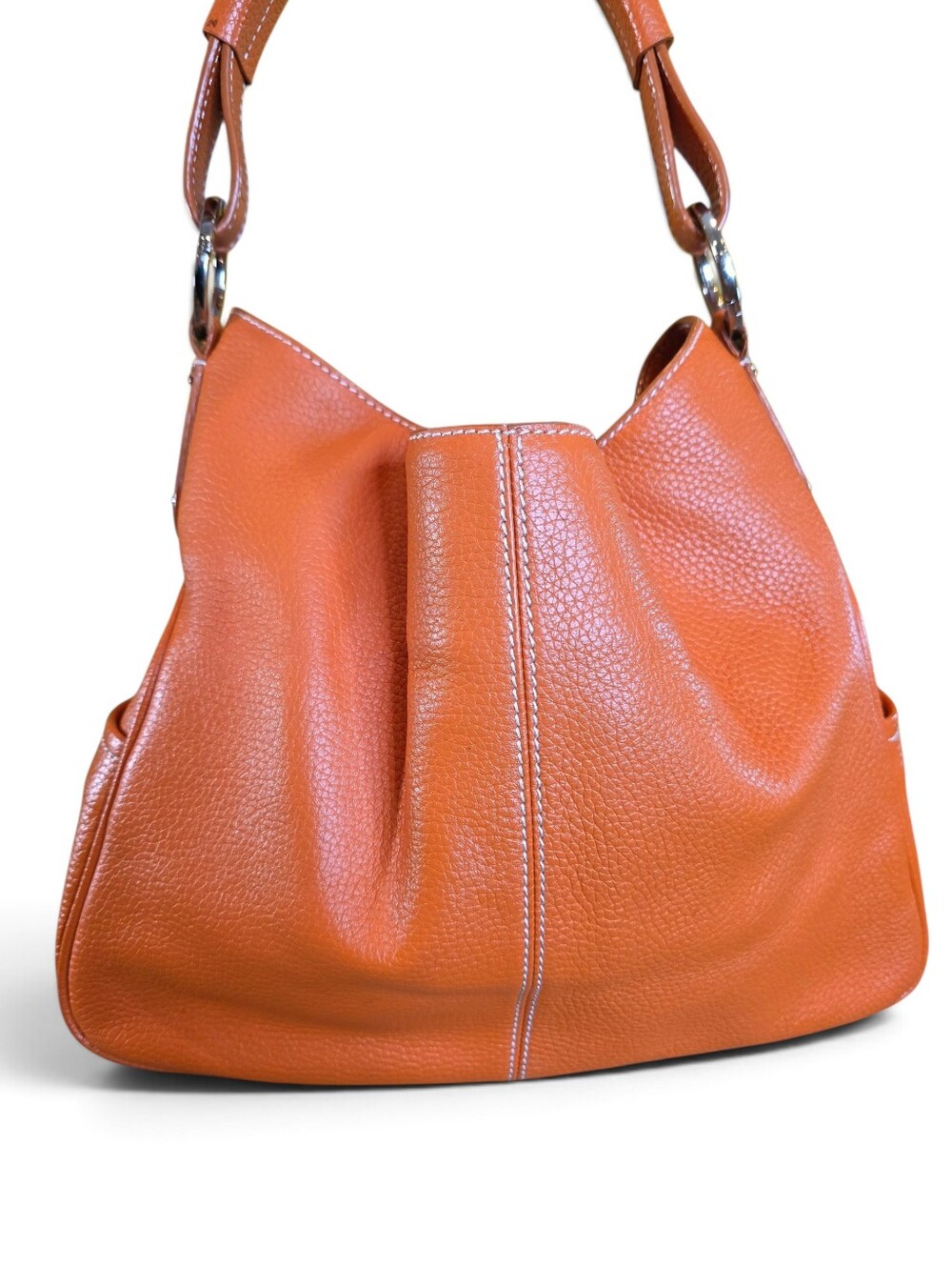 TODS Orange Leather Hobo Bag - Classic Shoulder Tote